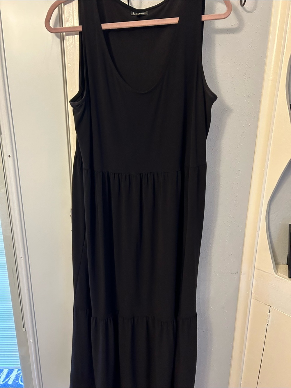 Nicole Miller Women’s Black Sleeveless Tiered Maxi Dress